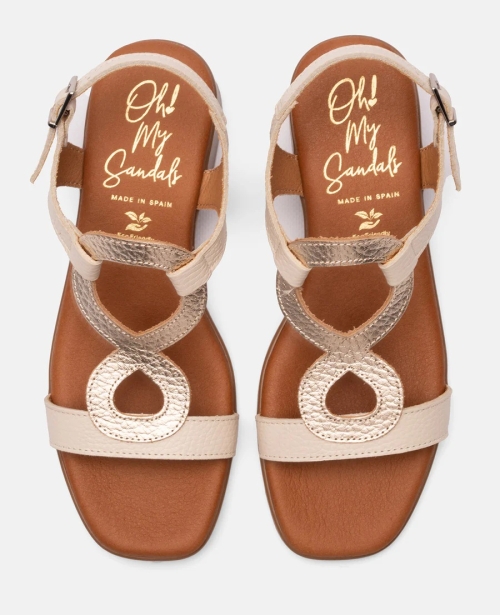 Дамски ежедневни сандали от естествена кожа в бежово 5607 Oh My Sandals