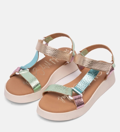 Дамски ежедневни сандали от естествена кожа шарени 5653 Oh My Sandals