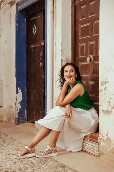 Дамски ежедневни сандали от естествена кожа шарени 5653 Oh My Sandals