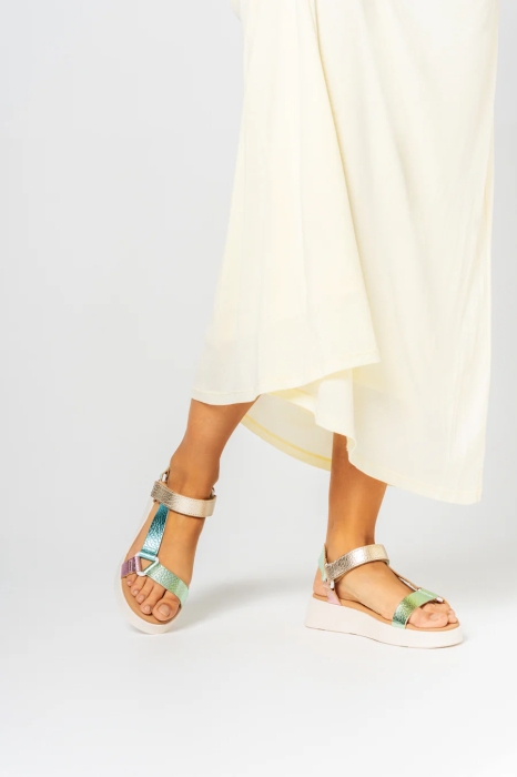 Дамски ежедневни сандали от естествена кожа шарени 5653 Oh My Sandals