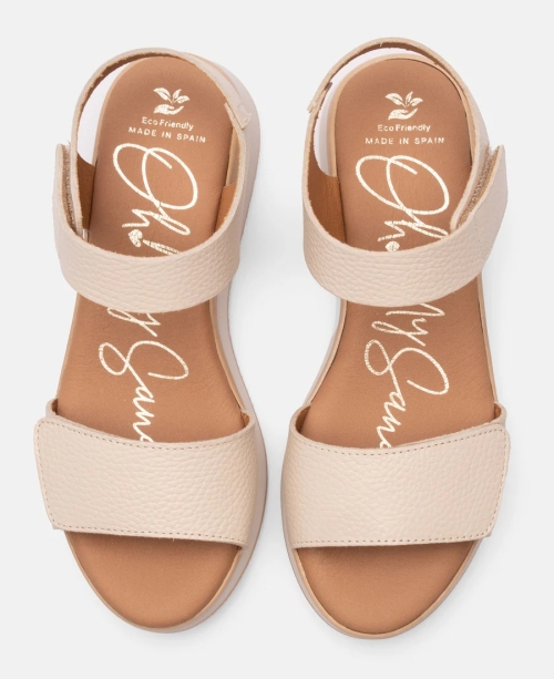 Дамски ежедневни сандали от естествена кожа бежови 5660 Oh My Sandals