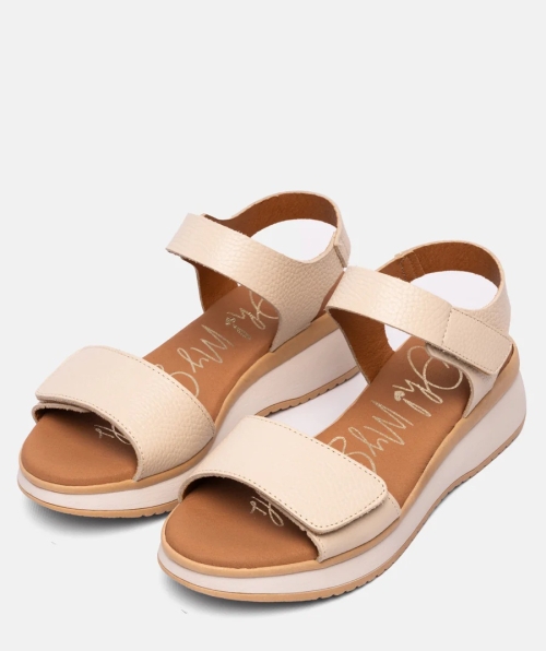 Дамски ежедневни сандали от естествена кожа бежови 5660 Oh My Sandals