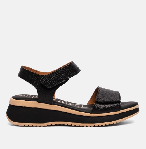 Дамски ежедневни сандали от естествена кожа черни 5660 Oh My Sandals