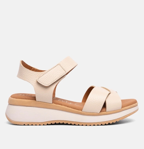 Дамски ежедневни сандали от естествена кожа в бежово 5662 Oh My Sandals