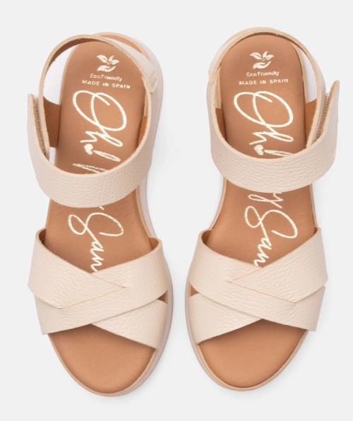 Дамски ежедневни сандали от естествена кожа в бежово 5662 Oh My Sandals