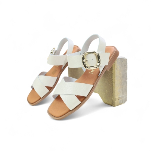 Дамски ежедневни сандали от естествена кожа бежови 5583 Oh My Sandals