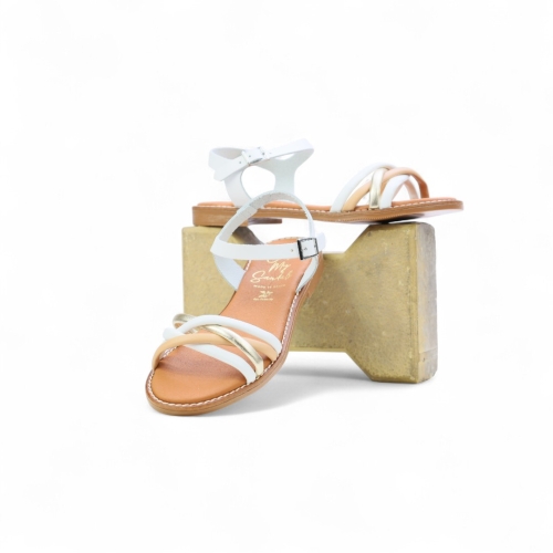 Дамски ежедневни сандали от естествена кожа в бяло 5574 Oh My Sandals