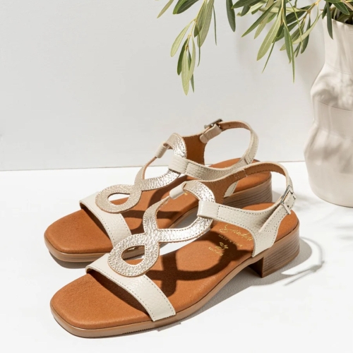 Дамски ежедневни сандали от естествена кожа в бежово 5607 Oh My Sandals