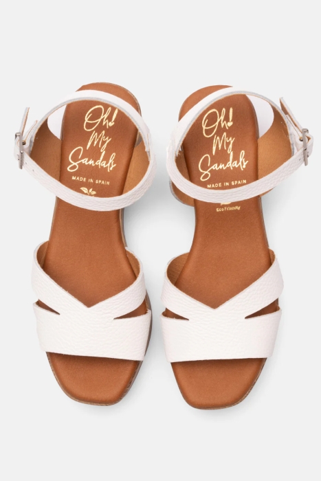 Дамски ежедневни сандали от естествена кожа в бяло 5625 Oh My Sandals