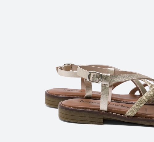 Дамски ежедневни сандали от естествена кожа в злато 6785-52924 Patricia Miller