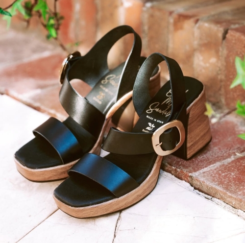 Дамски ежедневни сандали от естествена кожа черни 5395 Oh My Sandals