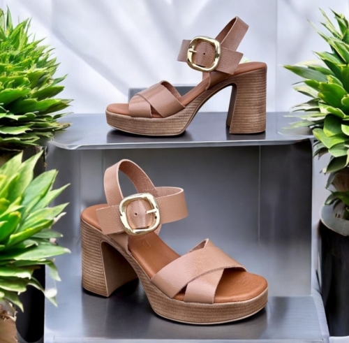 Дамски ежедневни сандали от естествена кожа тауп 5644 Oh My Sandals