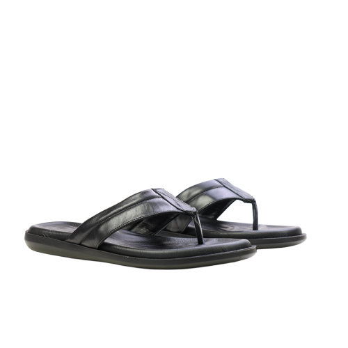 Мъжки ежедневни чехли от естествена кожа черни 478 Valente Marchesi