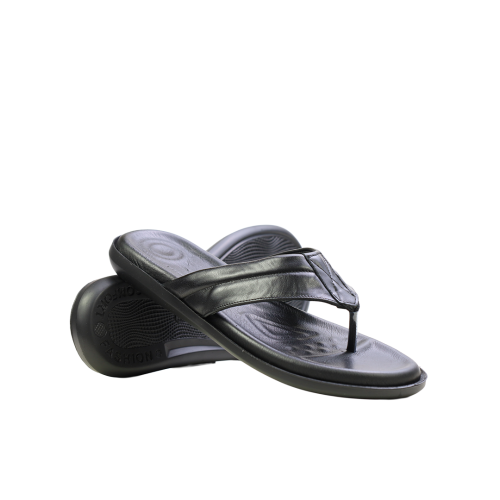 Мъжки ежедневни чехли от естествена кожа черни 478 Valente Marchesi