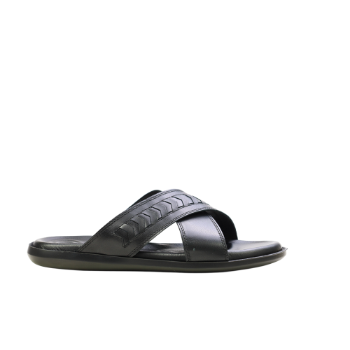 Мъжки ежедневни чехли от естествена кожа черни 321 Valente Marchesi