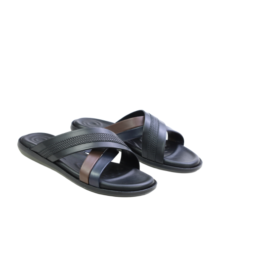 Мъжки ежедневни чехли от естествена кожа в черно и цветове 702 Valente Marchesi