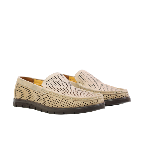 Мъжки ежедневни обувки от естествен набук тъмно бежови 803