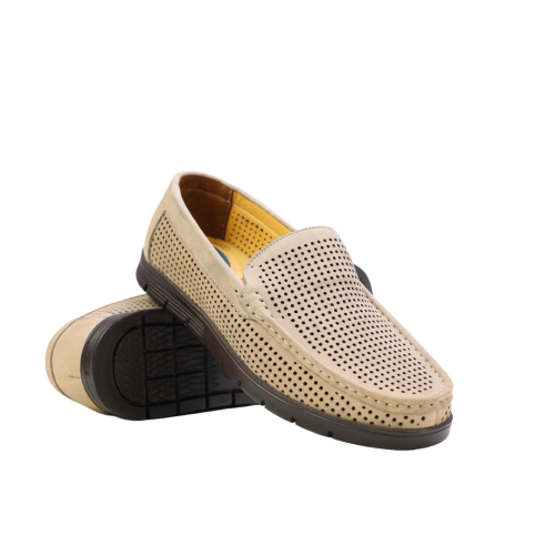 Мъжки ежедневни обувки от естествен набук тъмно бежови 803