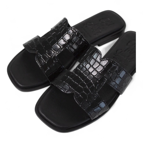 Дамски ежедневни чехли от естествена кожа черни 5580 Oh My Sandals