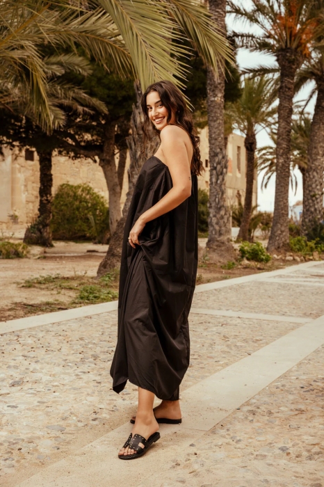 Дамски ежедневни чехли от естествена кожа черни 5576 Oh My Sandals