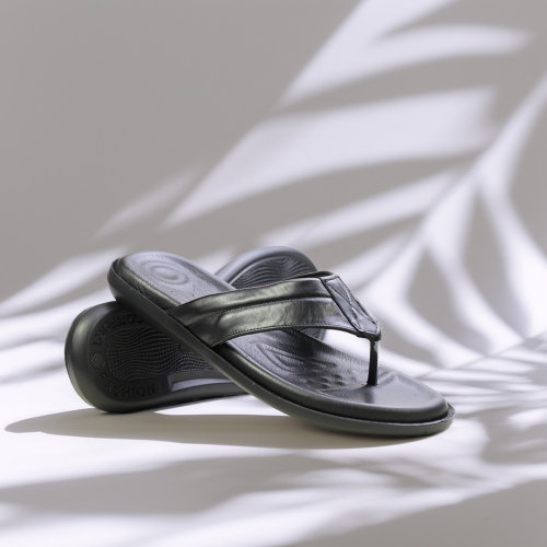 Мъжки ежедневни чехли от естествена кожа черни 478 Valente Marchesi