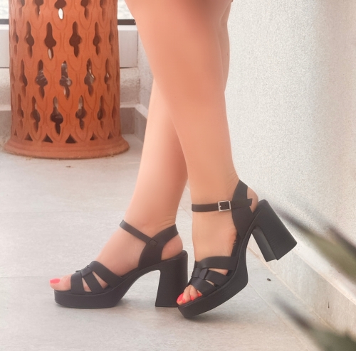 Дамски ежедневни сандали от естествена кожа черни 5640 Oh My Sandals