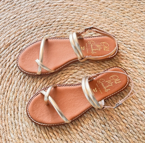 Дамски ежедневни сандали от естествена кожа в злато 5575 Oh My Sandals