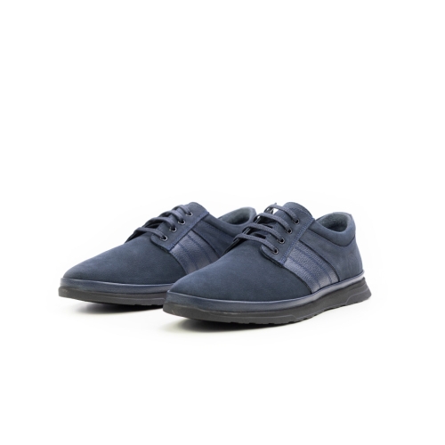 Мъжки ежедневни обувки от естествен набук тъмно сини 404-05-32