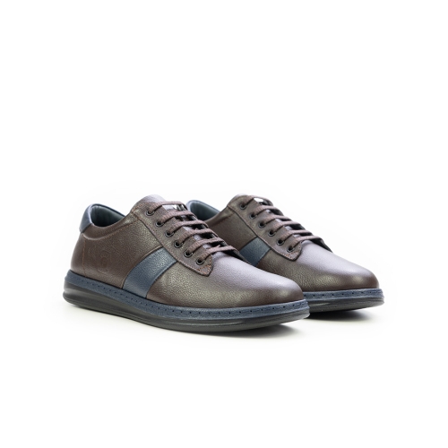 Мъжки ежедневни обувки от естествена кожа в кафяво и синьо 105-27-32