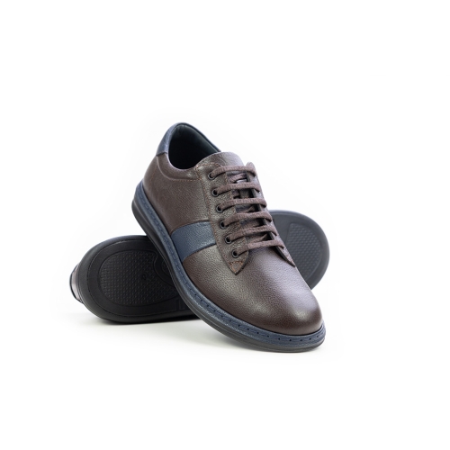 Мъжки ежедневни обувки от естествена кожа в кафяво и синьо 105-27-32