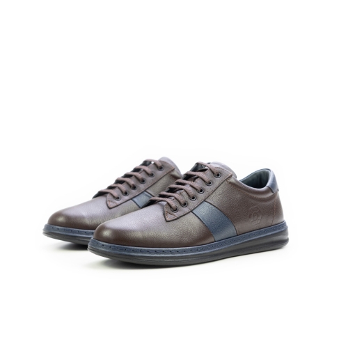 Мъжки ежедневни обувки от естествена кожа в кафяво и синьо 105-27-32