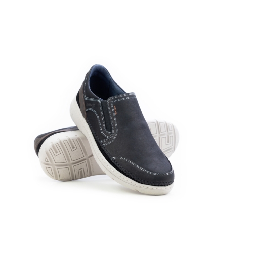 Мъжки спортни мокасини от естествена кожа черни 3641 Baerchi