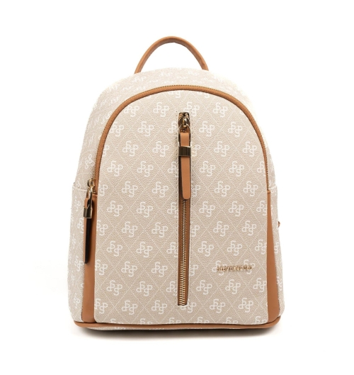 Дамска раница в бежово и кафяво 901 M178 SP Print Silver&Polo 