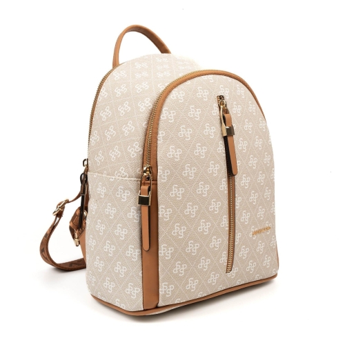 Дамска раница в бежово и кафяво 901 M178 SP Print Silver&Polo 