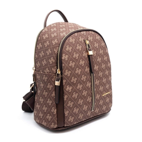 Дамска раница кафява 901 M178 SP Print Silver&Polo