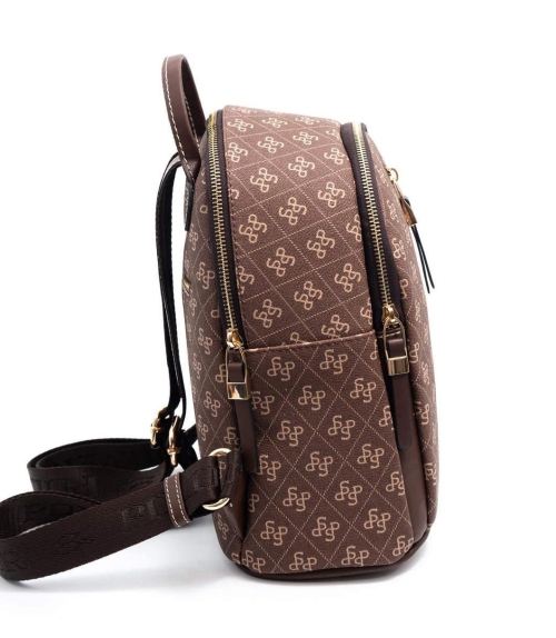 Дамска раница кафява 901 M178 SP Print Silver&Polo