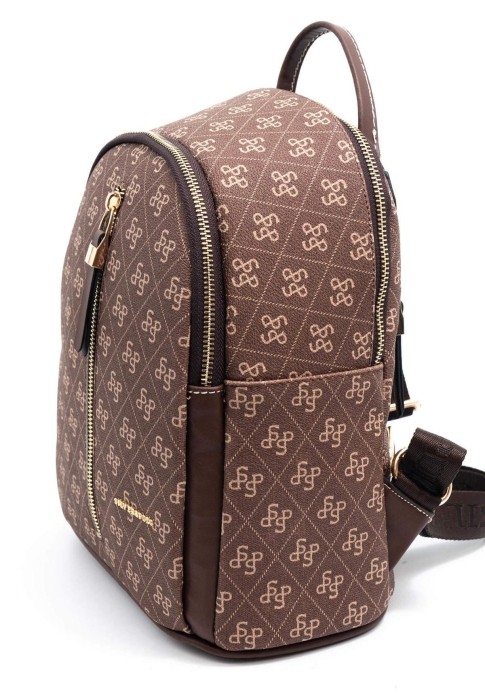 Дамска раница кафява 901 M178 SP Print Silver&Polo