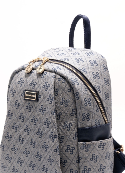 Дамска раница в синьо и тъмно синьо 926 M178 SP Print Silver&Polo