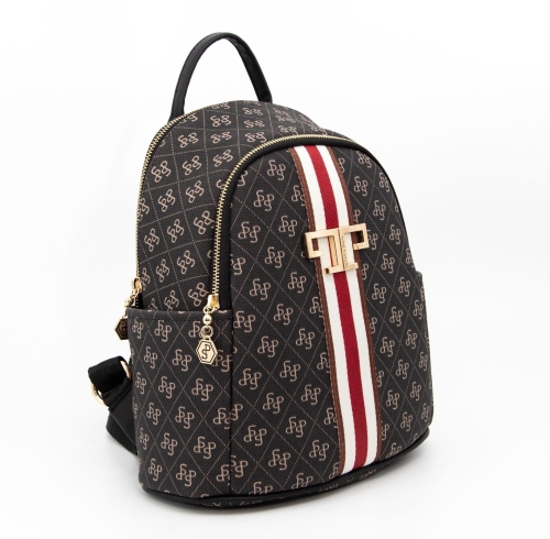 Дамска раница в черно и бежово 1161 C178 Silver&Polo