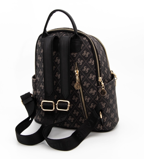 Дамска раница в черно и бежово 1161 C178 Silver&Polo