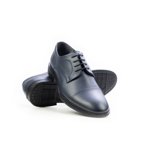 Мъжки елегантни обувки от естествена кожа тъмно сини 7001