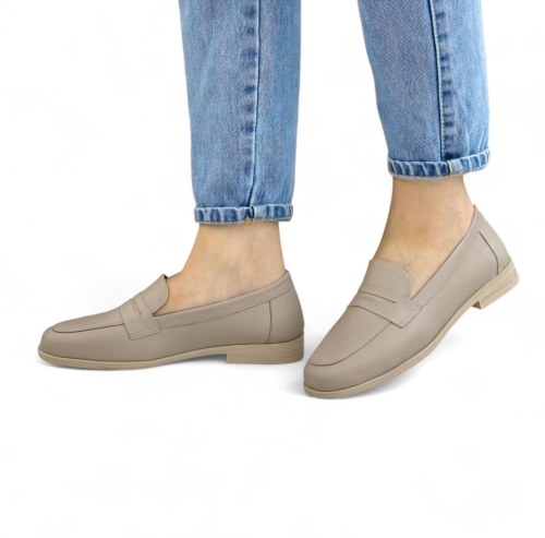 Дамски мокасини от естествена кожа бежови 500