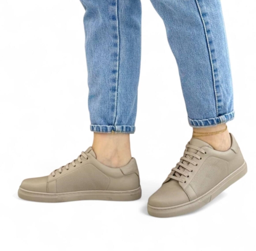 Дамски спортни обувки от естествена кожа бежови 909