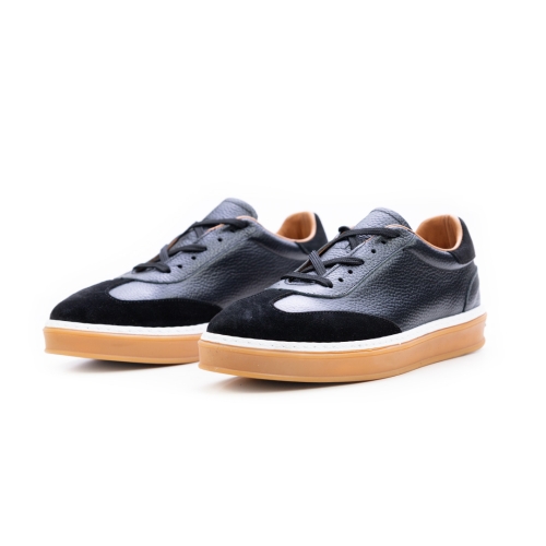 Мъжки спортни обувки в комбинация естествена кожа и естествен велур черни LP-S