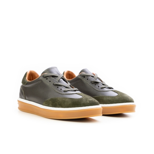 Мъжки спортни обувки в комбинация естествена кожа и естествен велур зелени LP-S