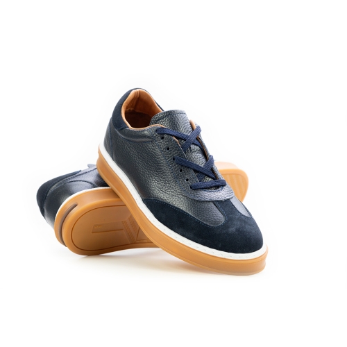 Мъжки спортни обувки в комбинация естествена кожа и естествен велур сини LP-S