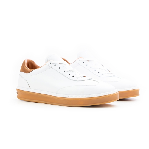 Мъжки спортни обувки от естествена кожа в бяло LP-S