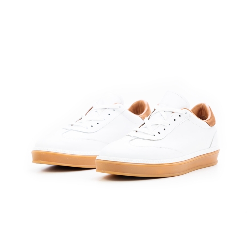 Мъжки спортни обувки от естествена кожа в бяло LP-S