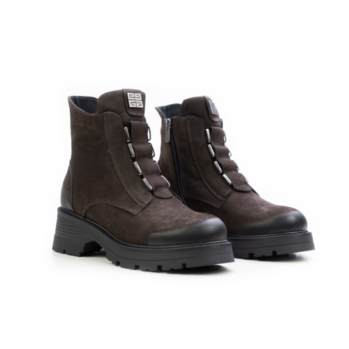 Дамски ежедневни боти от естествен набук тъмно кафяви 3010-800-480