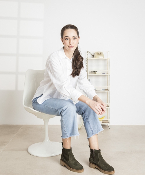 Дамски ежедневни боти от естествен велур зелени 6928-139 Patricia Miller